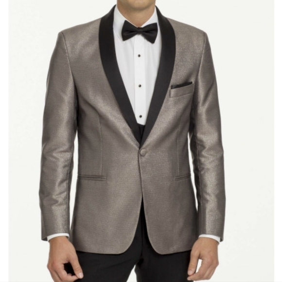 MOD Mark of Distinction modern "Starlight" silver tuxedo Prom jacket NWT Sz 39R - Picture 3 of 14